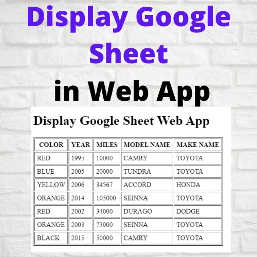 How to Display Google Sheet in Web App