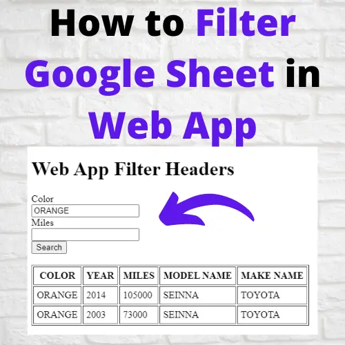 How to Filter Google Sheet in Google Web App