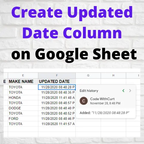 Create Updated Date Column on Google Sheets