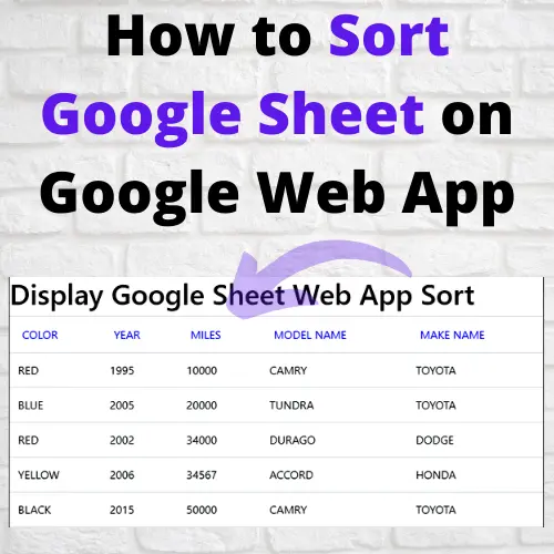 How to Sort Google Sheet on Google Web App