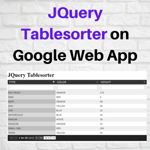 JQuery Tablesorter on Google Web App
