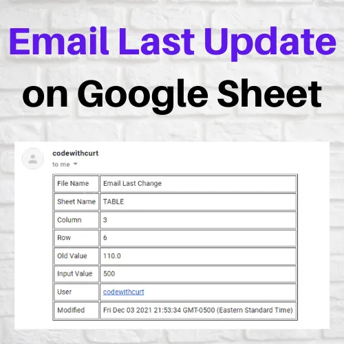 Email Last Update on Google Sheet