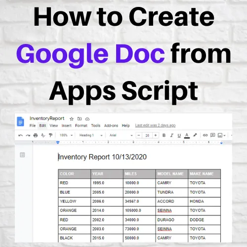 How to Create Google Doc from Apps Script